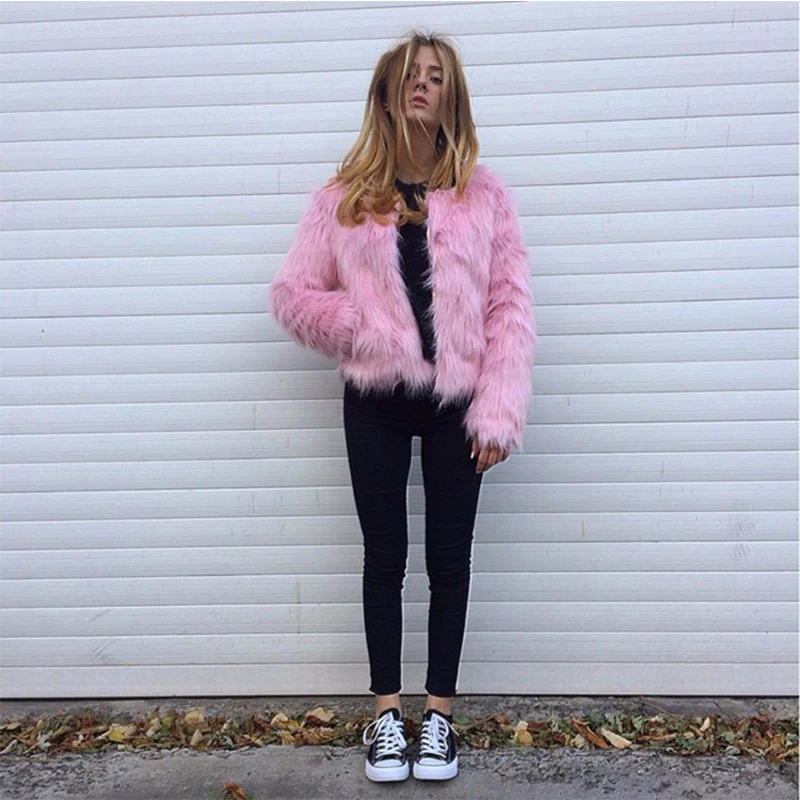 2021 Новое поступление Мода конфеты Цвет пальто с искусственным мехом Модные