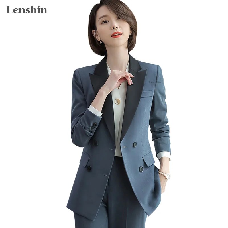 Lenshin/комплект из 2 предметов Деловой костюм с контрастным воротником и брюками