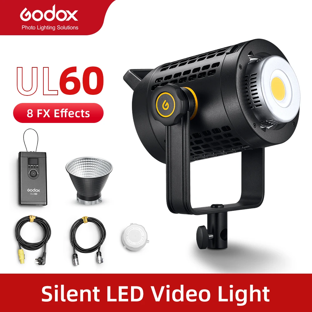 

Godox UL60 UL-600 60W 5600K Color Temperature Silent Bowens Mount LED Video Light Remote Control and App Support