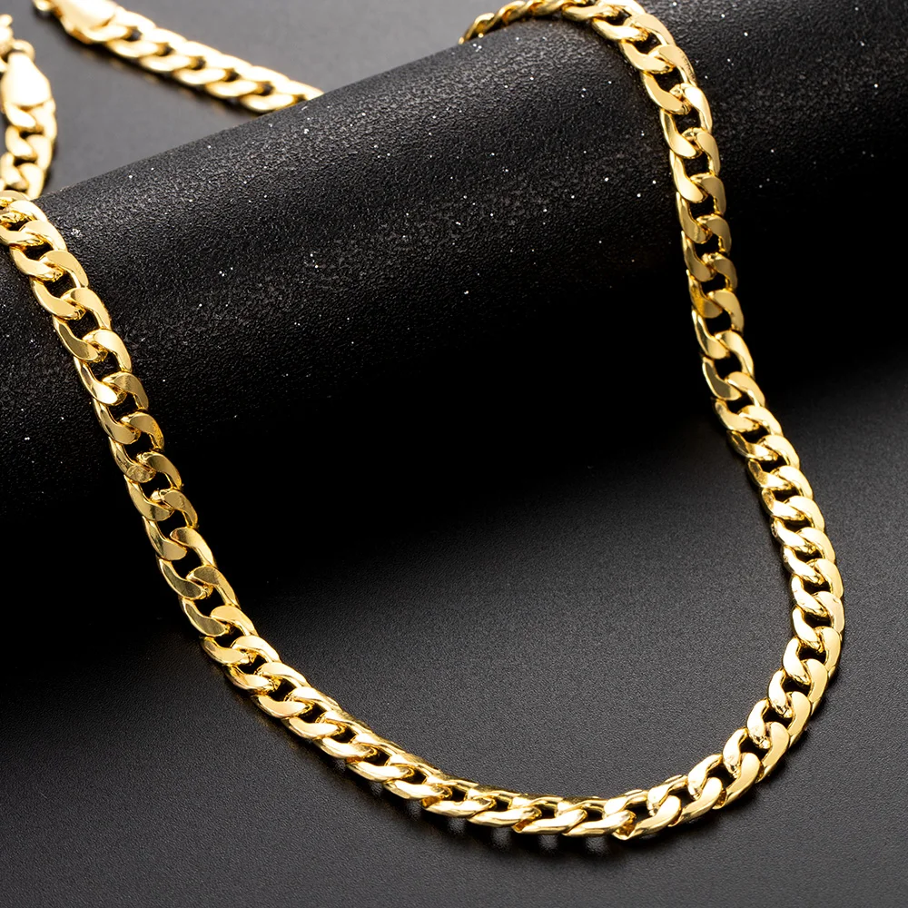 Золотое панк ожерелье из сплава для мужчин и женщин Снаряженная кубинская