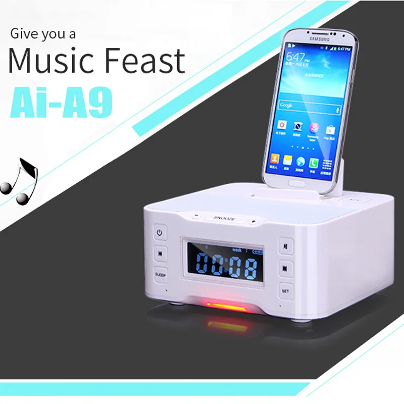 

NEW LCD Digital FM Radio Alarm Clock Bluetooth Dock Station For iPhone 6 /7/8/11/X/XR/11 PRO For Samsung huawei Android charger