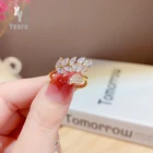 Сверкающие циркониевые золотые кольца в форме листа для женщин в 2021 готическом стиле модные ювелирные изделия для девочек Корейский Роскошный набор аксессуаров для вечеринок