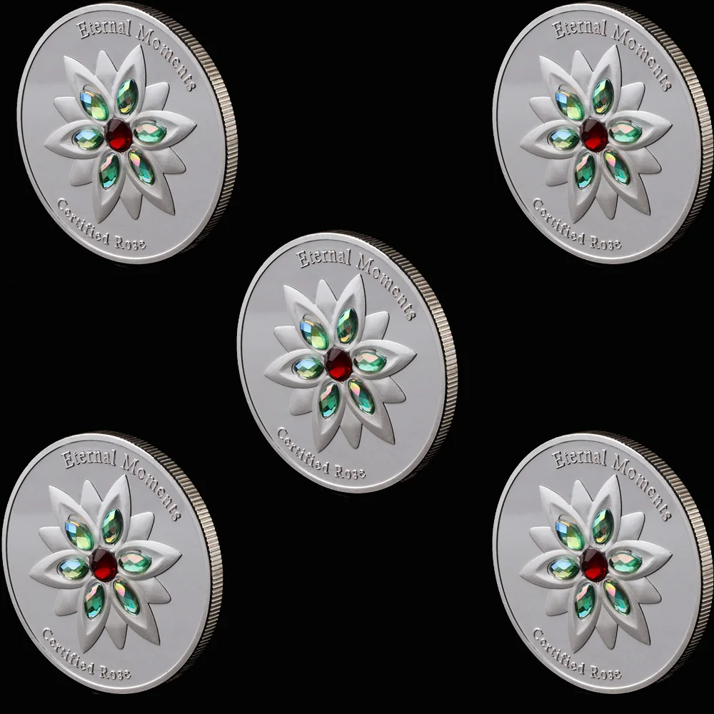 Памятная Серебряная монета с розами набор из бриллиантов для вечных моментов