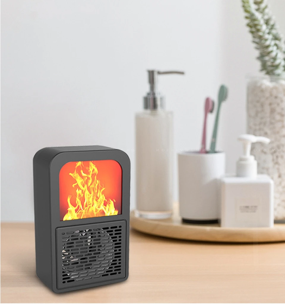 Portable 3D Flame Heater Space Home Mini Electric Heaters Heated Room Heaters Fan Small Heating Stove Radiator Machine for EU/US