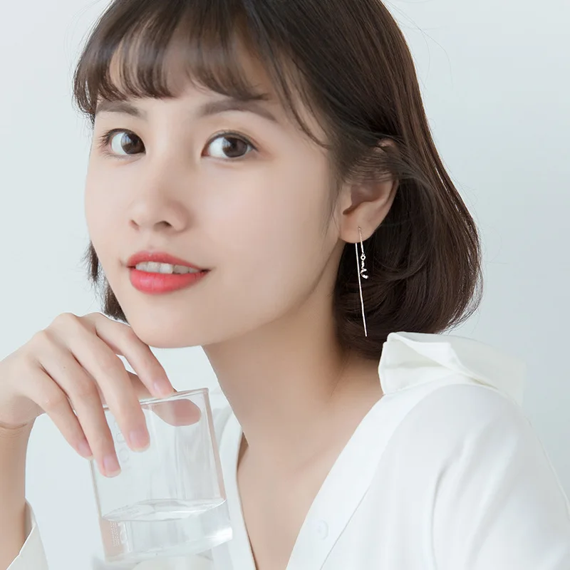 Женские серьги-подвески в виде волнистой звезды из серебра 925 пробы