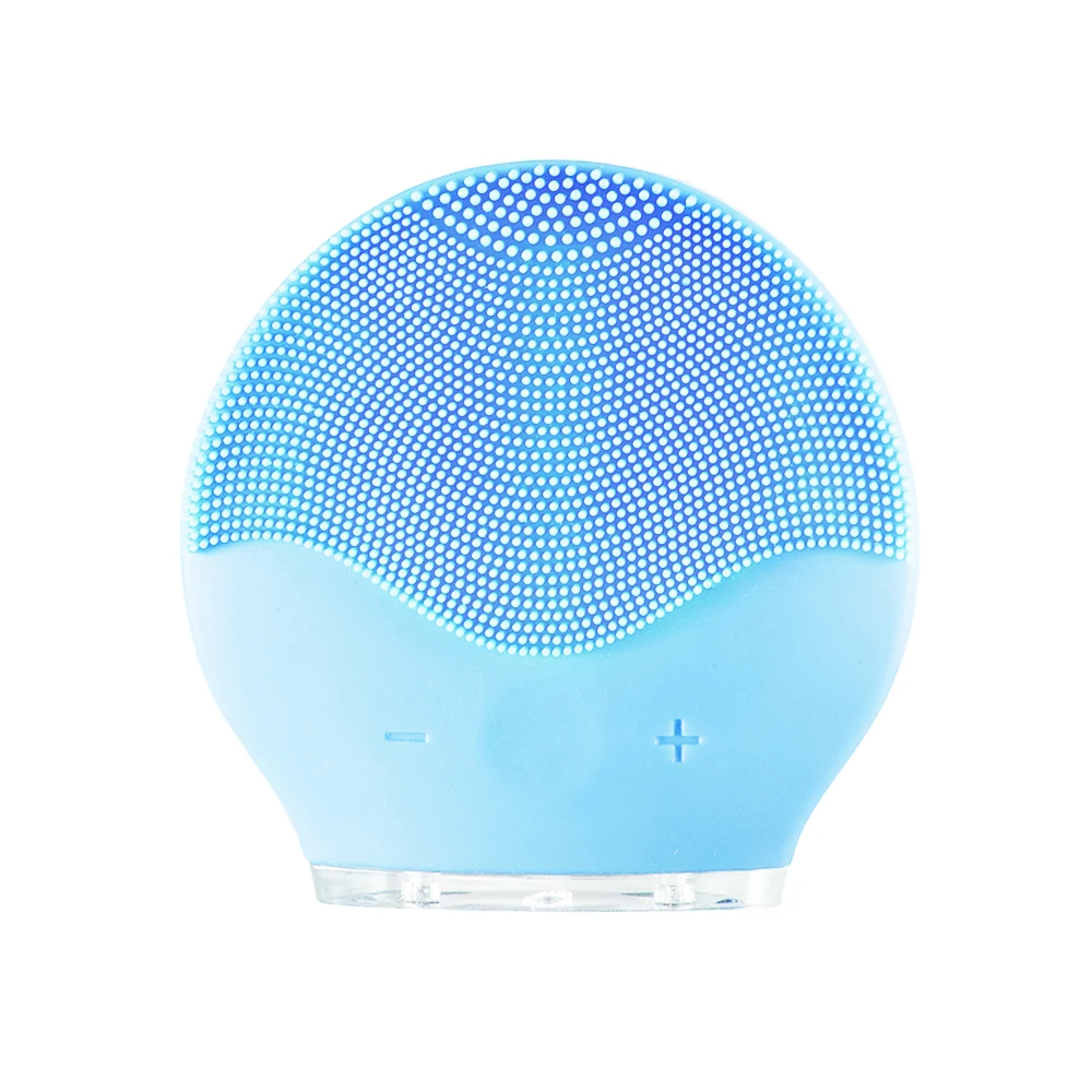 blue Силиконовая Очищающая электрическая щетка для массажа лица, звуковая вибрация, водонепроницаемая вибрационная машина, очиститель пор, уход за кожей - Цвет: blue