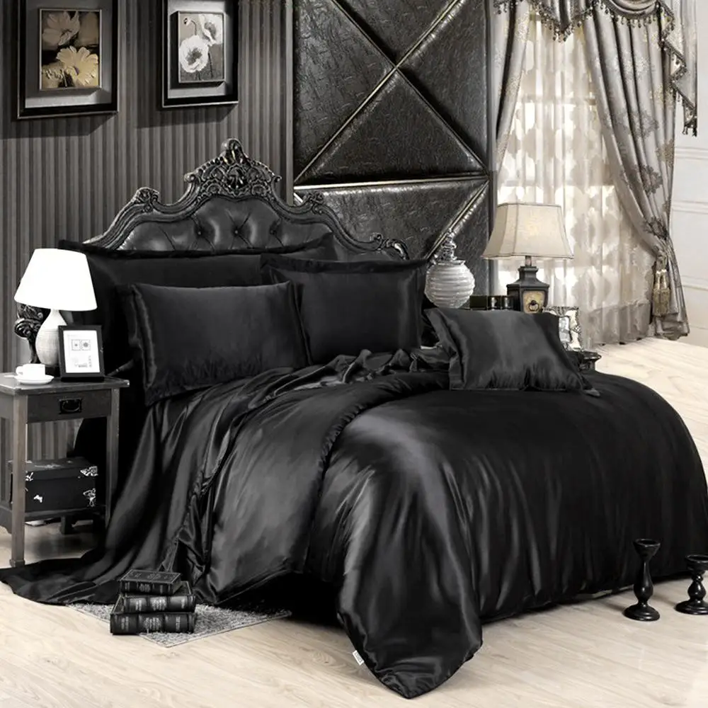 

15 100% pure satin bedding sets comforter bed set pillow duvet cover bed sheet Quilt cover Single/Double/Queen Size Quilted 5