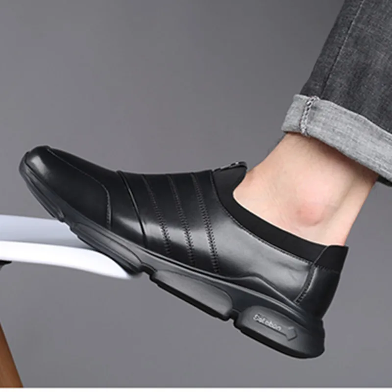 

Mens Casual Shoes Autumn PU Leather Waterproof Slip On Men Loafers Solid Color Platform Man Sneakers Breathable Men Formal Shoes