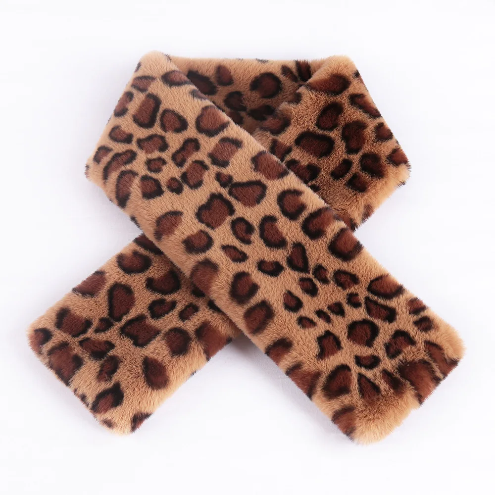 Thick Warm Faux Rabbit Fur Scarf 2019 New Leopard Women Winter Scarves Luxury Brand Neckerchief Animal Print Wraps |