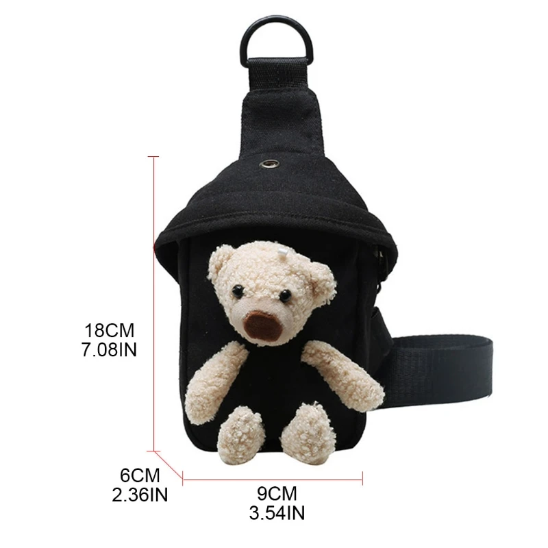 

Cute Bear Canvas Wild Chest Bag Trendy All-match Messenger Women Casual Daily Wear Waist Bag Cartoon Fashion Personality QXNC