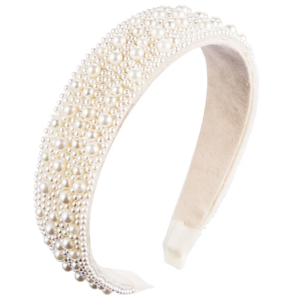 

Baroque Simulated Pearl Headband For Lady Fashion White Full Pearl Hair Hoop Party Hair Accessories