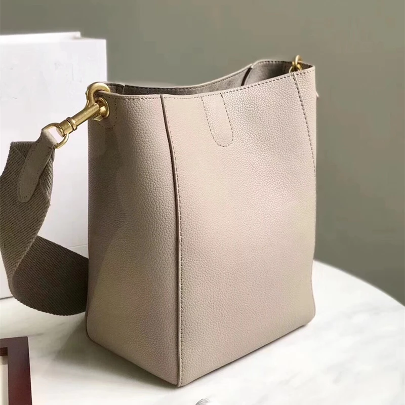 

2021 Litchi Grain Bucket Bag Fashion Real Leather Shoulder Bag Large High-end Luxury Brand Handbags Crossbody Bags for Women