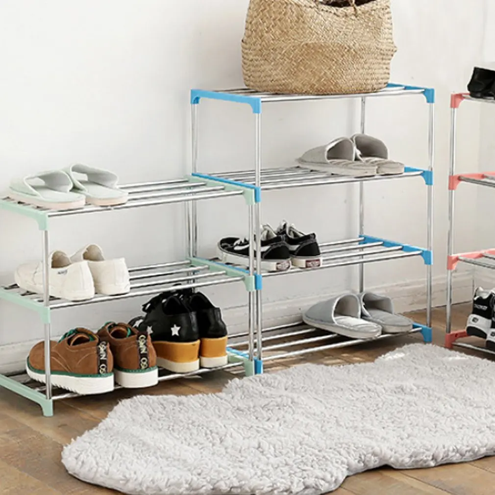 

Simple Multi Layer Shoe Rack Stainless Steel Easy Assemble Storage Shelf Shoe Cabinet Home Space-saving Holder Organizer