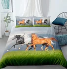 Комплект постельного белья с лошадьми, односпальный, двуспальный, двуспальный, большого размера, с лошадьми, комплект постельного белья 3D 001 для детской спальни