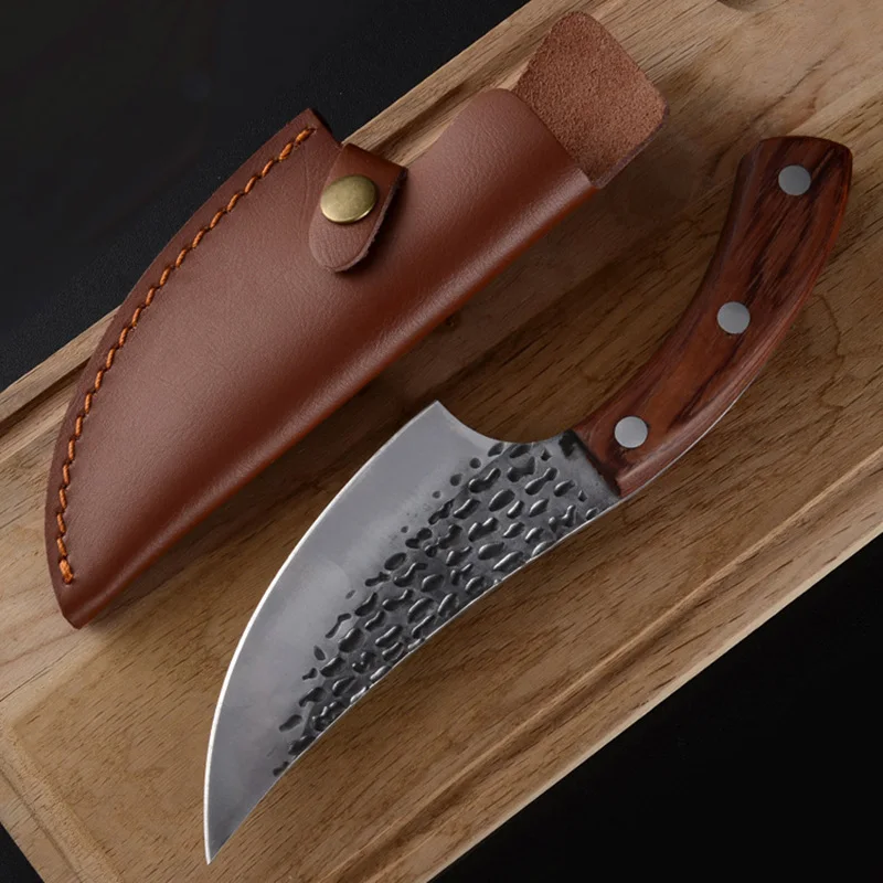 Кованый нож для мясника ручной работы сербский из высокоуглеродистой стали 5