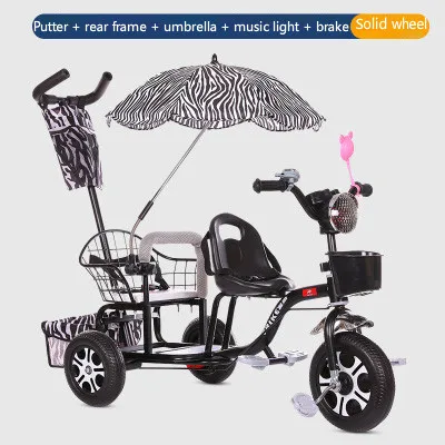 Baby Stroller Child Double Tricycle Bicycle Baby Twin Stroller Baby Twins 0-3Y 4-6Y Lightweight and Versatile - Цвет: H1