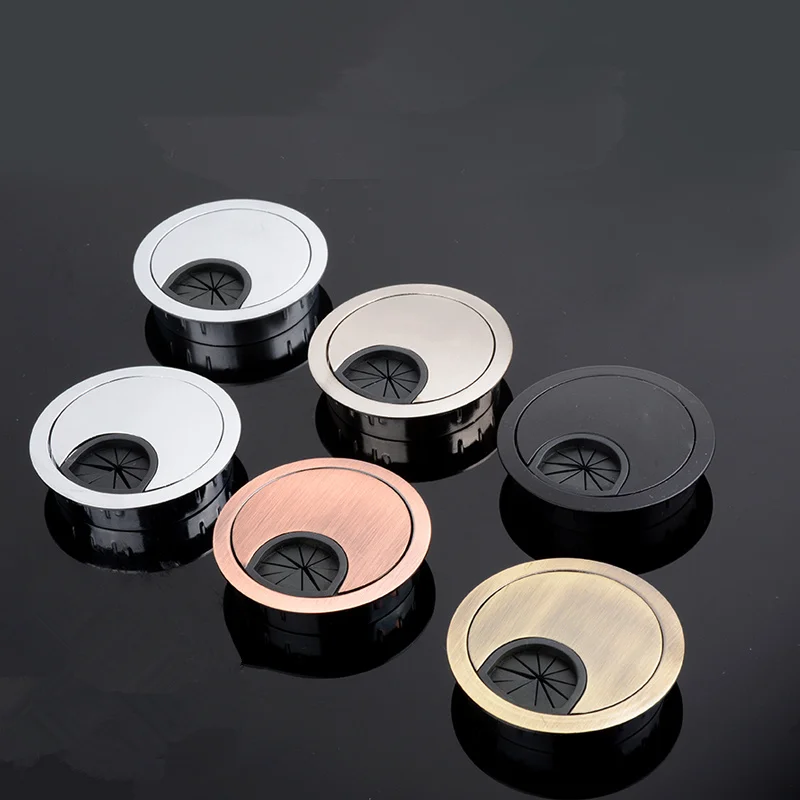 

Zinc Alloy Round Table Hole Cover Wire Outlet Port Computer PC desk cable grommet 50/53/60/80mm Line Holder Wiring Accessories
