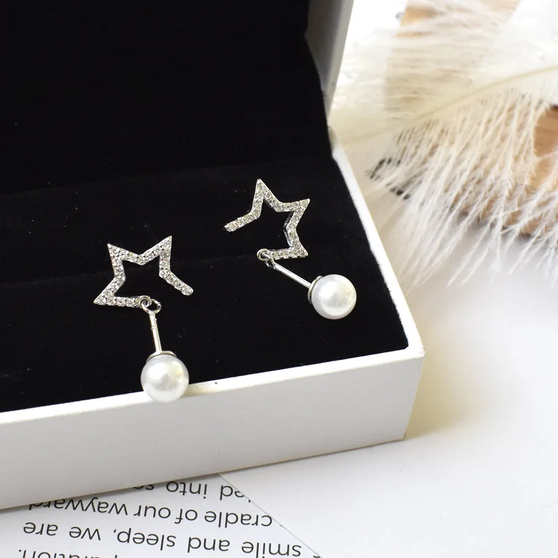 Женские серьги подвески из серебра 925 пробы с жемчугом|Серьги-подвески| |