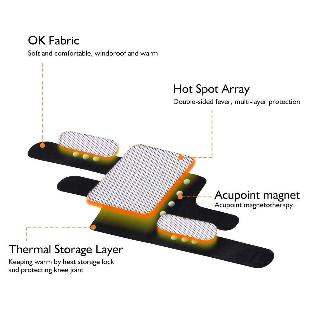 Магнитные наколенники с самонагревом 2 шт. для термотерапии артрита фитнеса бега