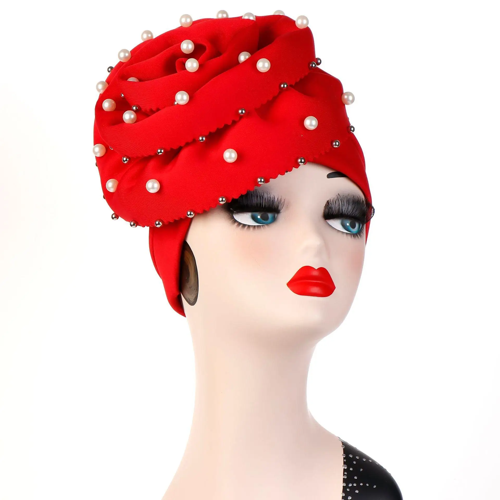 Womens Hair Loss Head Scarf Turban Ruffle Cap Big Flower Muslim Cancer Chemo Hat Cover Beanie Skullies Indian Beads Fashion | Аксессуары