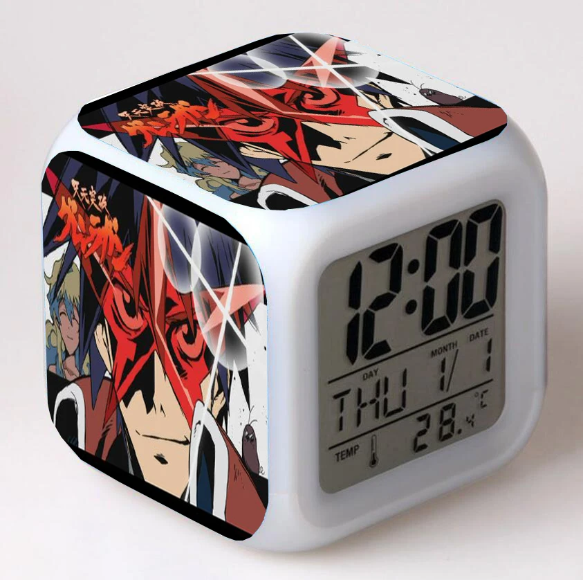 Anime Tengen Toppa  Cartoon LED 7 Color Flash Digital Alarm Clocks Night Light Bedroom Desk Clock despertador Alarm-Clock images - 6