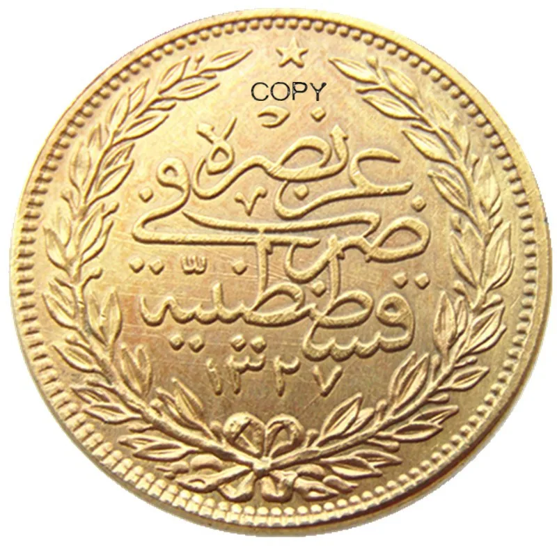 Оттоманская Империя 1915 Mehmed V. тяжелая позолоченная копия 100 Kurush монета (22