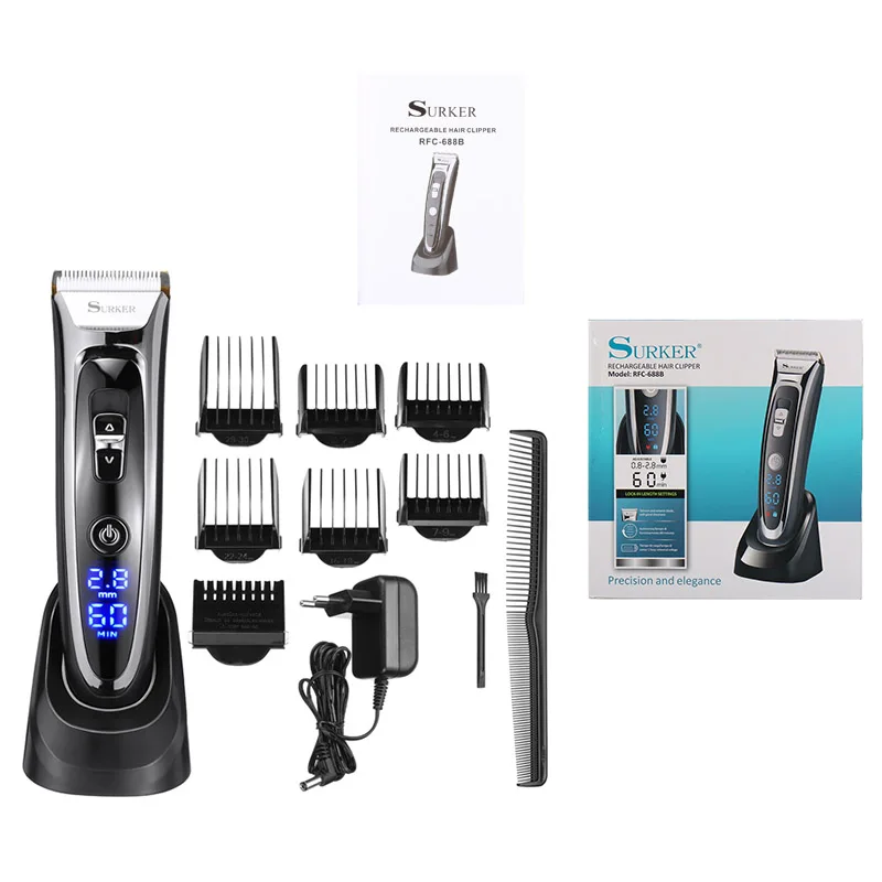 

Professional Rechargeable Electric Hair Clipper Beard Razors Hair Trimmer with Digital LED Display Men Cordless Haircut Machine