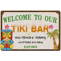 oknown welcome to our tiki bar sign personalized tiki bar grill sign hut decor signs pub grill decorations hawaiian