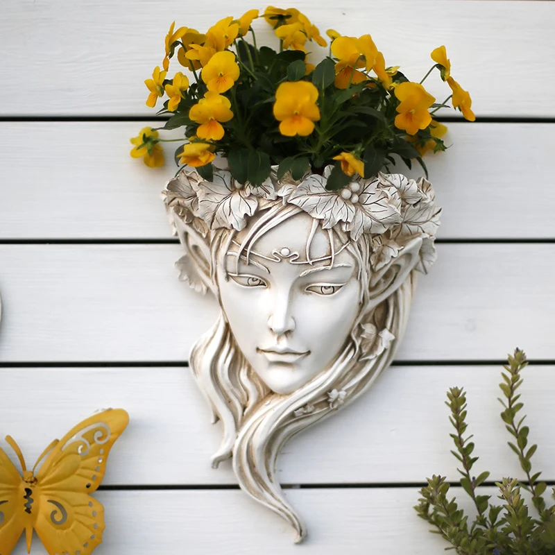 Nordic Goddess Wall Hanging Flowerpot Furnishings Outdoor Garden Figurines Crafts Courtyard Balcony Villa Accessories Decoration