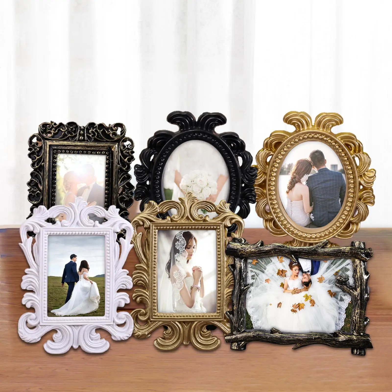 

Hollow Design Oval/Rectangle Photo Frame Picture Holder Wedding Home Decor Gift