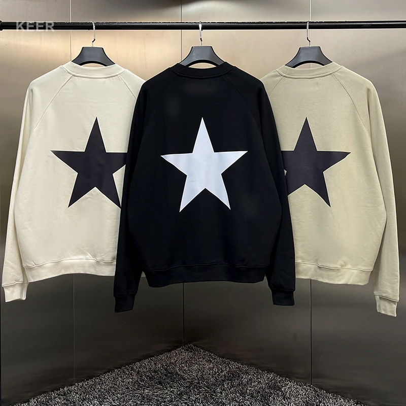 

Базовая Мужская толстовка из 100% хлопка с принтом звезд на спине в стиле хип-хоп свободная толстовка унисекс