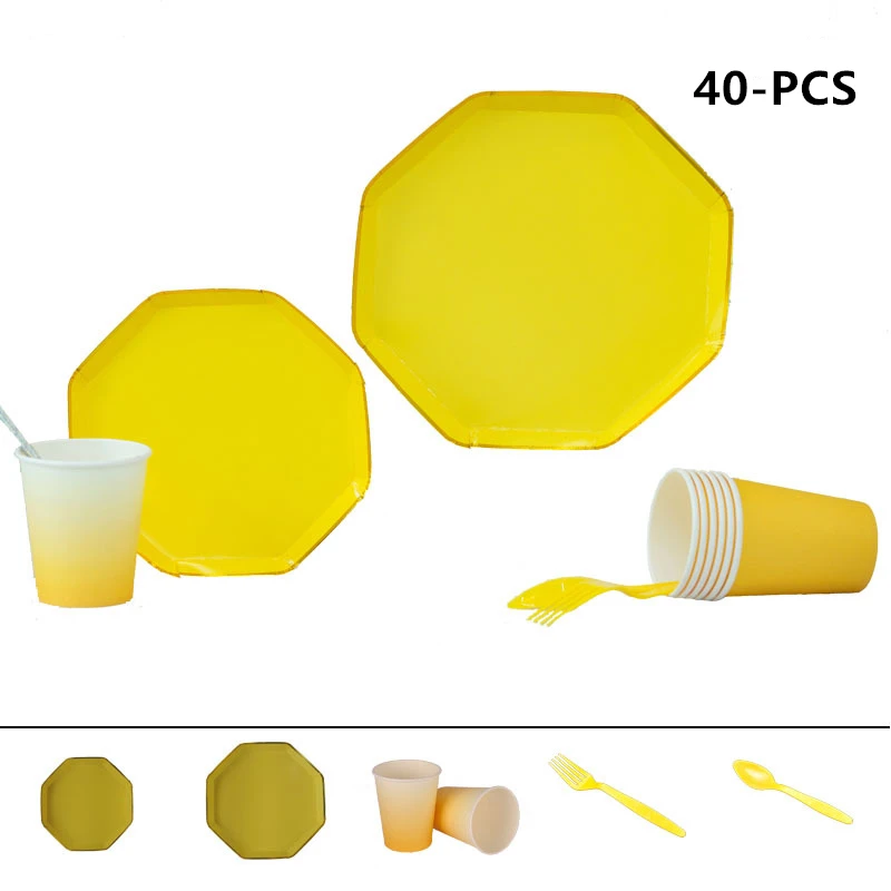 40 * шт сплошной Цвет одноразовая посуда детская Праздничная вечерние Baby Shower