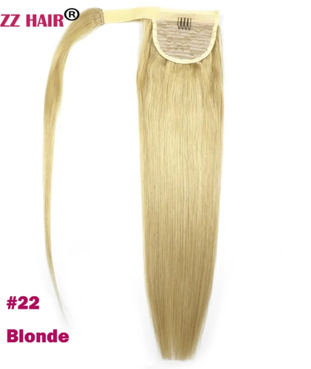 ZZHAIR 80 г 1"-24" машинное производство, волосы remy, волшебное обертывание вокруг конского хвоста, человеческие волосы для наращивания, конский хвост, Stragiht