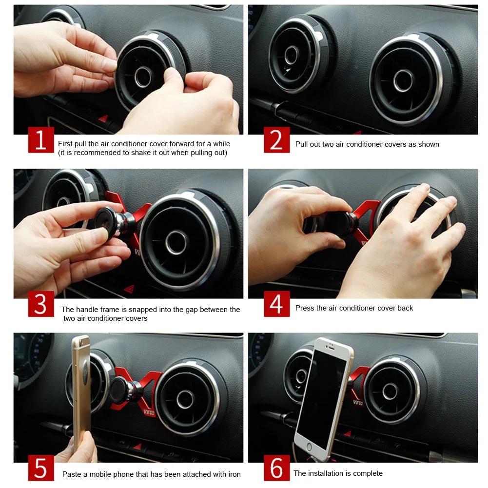 for audi a3 s3 8v universal car phone bracket air vent mount car magnet holder 360 rotatable support mobile gps accessory free global shipping