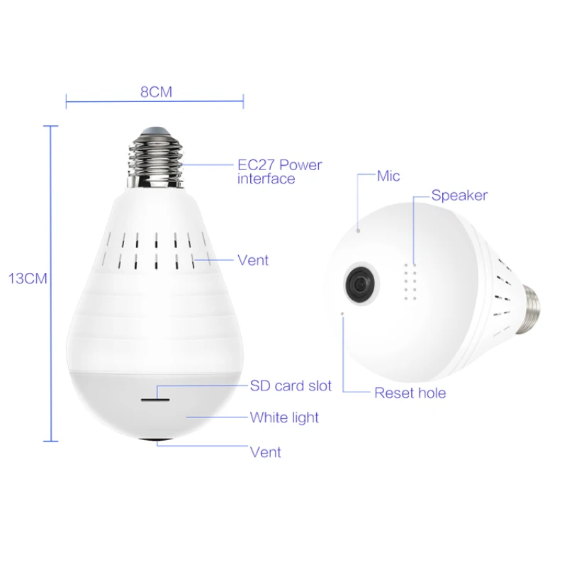 

IP Camera 360 Degree LED Light 960P Wireless Panoramic Home Security Security WiFi CCTV Fisheye Bulb Lamp Two Ways Audio