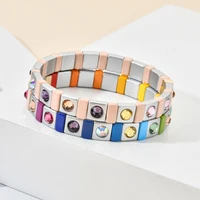 2022 luxury brand best friend bracelets for women enamel tile beads custom bracelet boho summer beach fashion jewelry femme