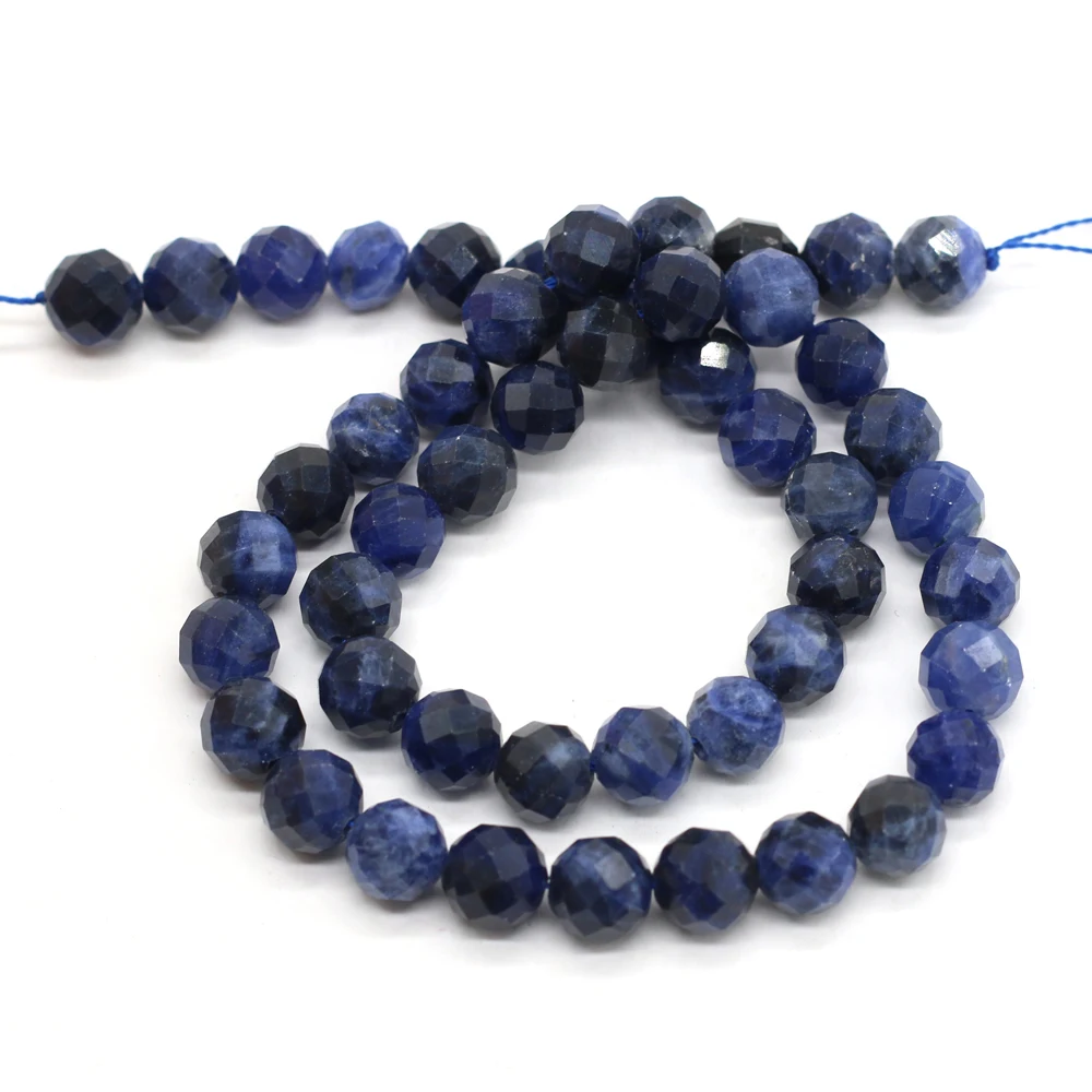 Купи Fashion Small Beaded Natural Stone lapis lazuli Round Faceted Beads for Jewelry Making DIY Bracelet Necklace Accessories 8mm за 372 рублей в магазине AliExpress