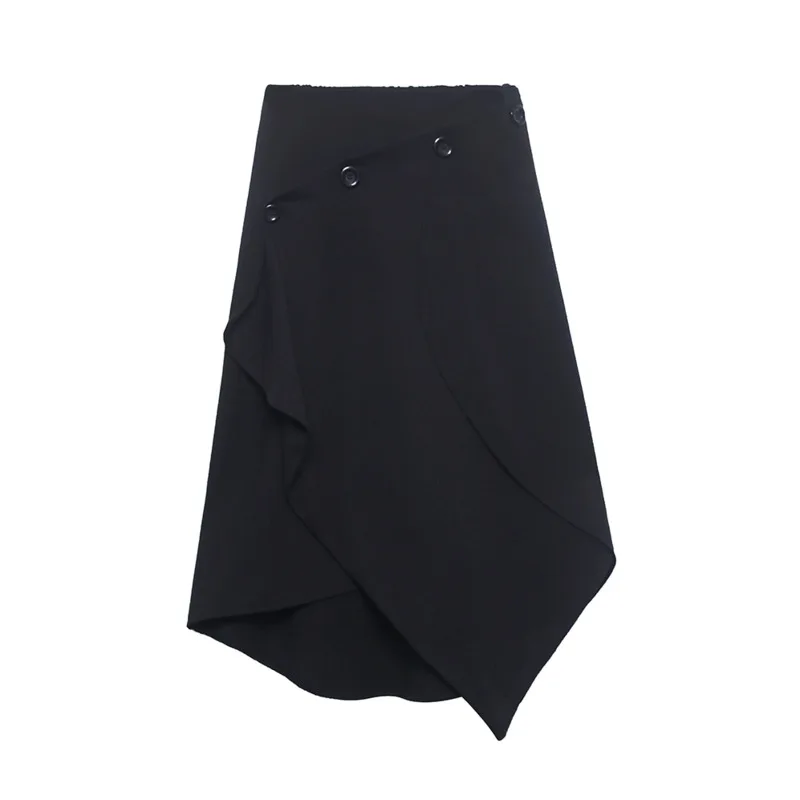 

kywommnz Women, Irregular, Half-length Skirt, Mid-length, High Waist, Slim, Black, A-line, Skirt, Female, Spring 2021, E330