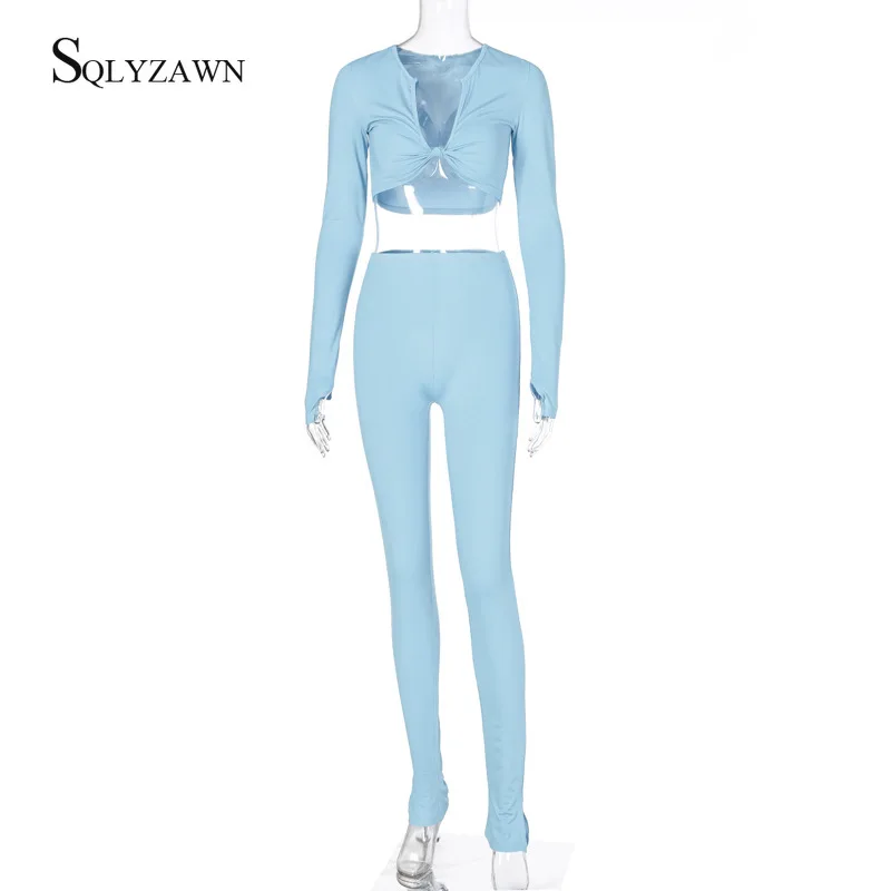 Женский сексуальный осенний спортивный костюм с v образным вырезом и низким для