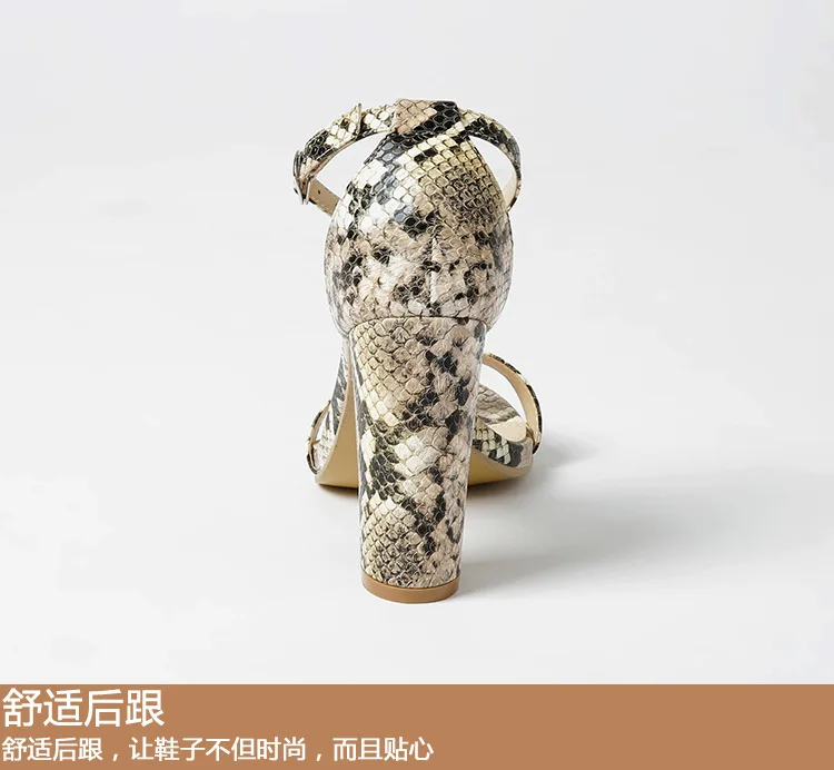 

Women Ankle Strap Sandals Snake Print Square heel Fashion Pointed toe Ladies Fashion shoes 2020 New Women Sandals