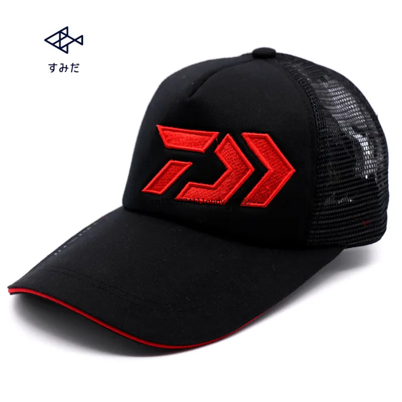 

Daiwa Summer Male Men Fishing Caps Sunshade Sun protection Black/Blue Breathable Mesh Cap Outdoor Sports Adjustable Hat