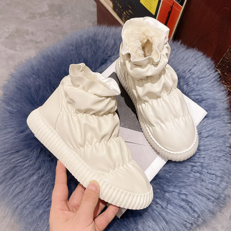 

Женские зимние ботинки с круглым носком, роскошная дизайнерская зимняя обувь на плоской подошве, ботильоны 2021