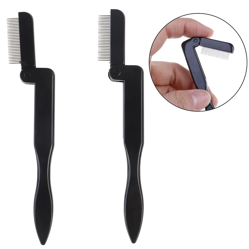 

Eyelash Comb Black Foldable Eyelashes Extension Eyebrow Metal Dual Comb Brush Eye Lashes Beauty Cosmetic Tools