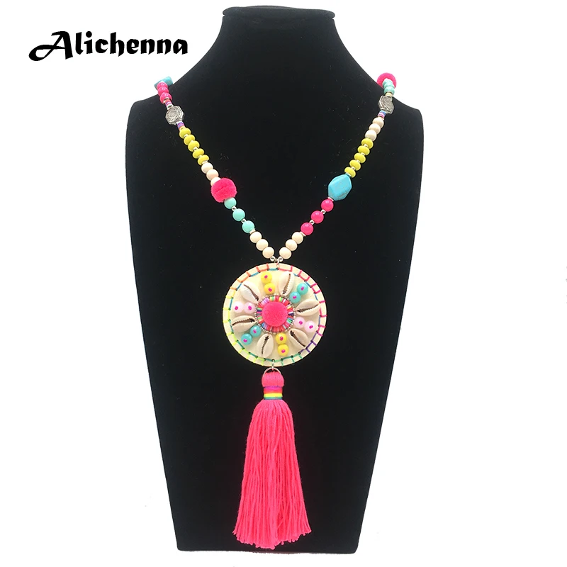 Изысканное ожерелье с кисточками в виде ракушки женские длинные богемные