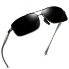 Солнцезащитные очки Мужские поляризационные в алюминиево-магниевой оправе, классические прямоугольные солнечные очки для вождения, UV400
