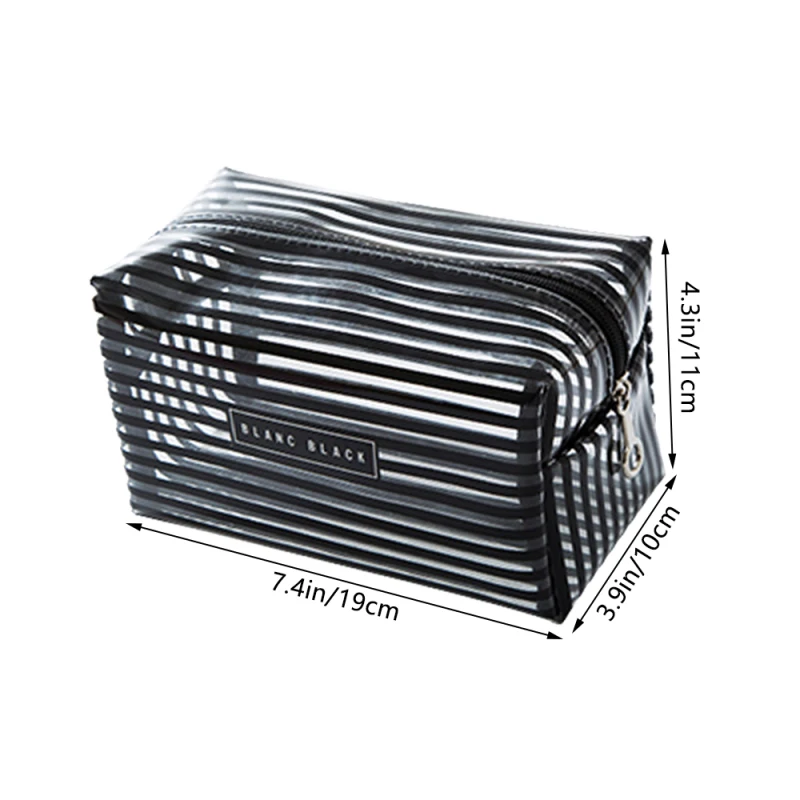 Портативная Водонепроницаемая прозрачная сумка для макияжа модная полосатая