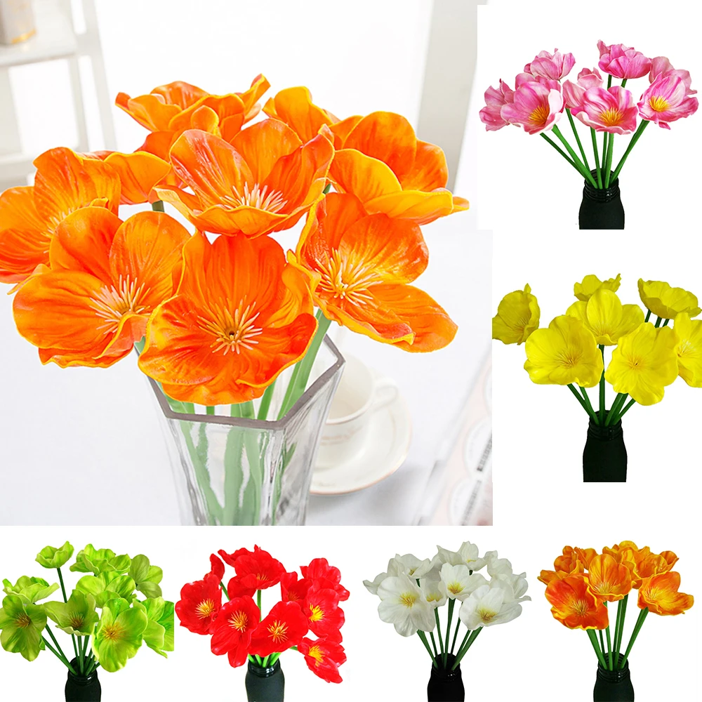 

5pcs Home Wedding Decoration Furniture Artificial Mini Poppy Silk Fake Flowers