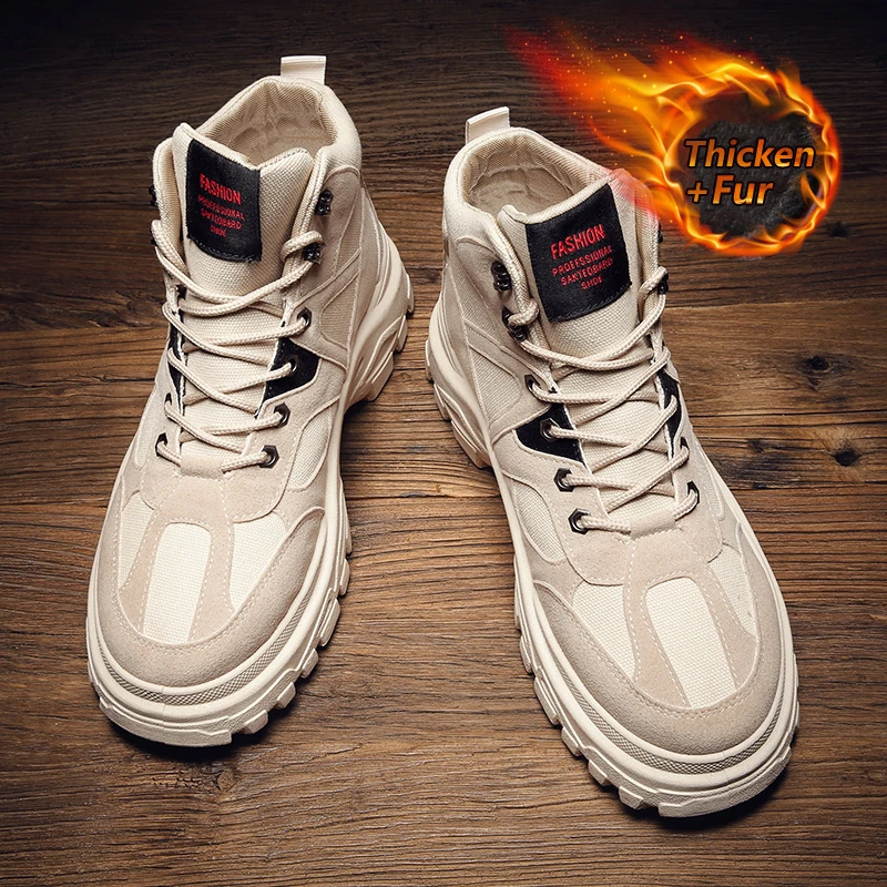 Брендовые мужские зимние ботинки теплые мотоциклетные на меху армейские