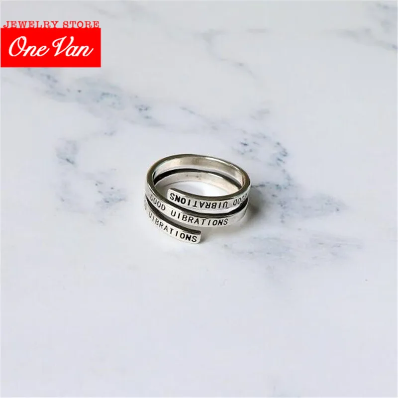 

OneVan Roman numerals surrounded chain ring S925 silver fashion personality retro ins style women adjustable women ring