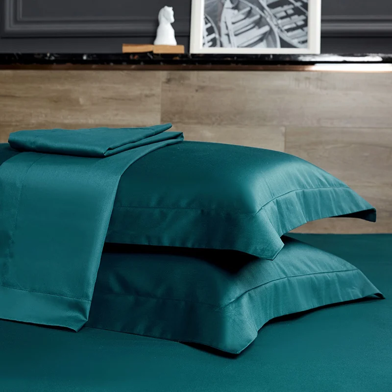 

Lofuka Luxury Dark Green 100% Cotton Bedding Set Soft Duvet Cover Set Hotel Quality Queen King Fitted Sheet Pillowcase 4pcs